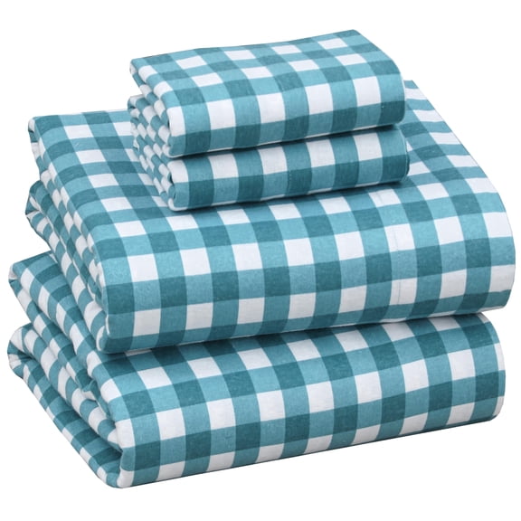 RUVANTI Flannel Sheets King Size - 100% Cotton Double Brushed King Bed Sheets Set - Deep Pockets 16 Inches - All Seasons Breathable & Extra Soft - Warm & Cozy, 4 Piece, Cabin Plaid