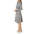 thumbnail image 4 of Allegra K Women's Tie Neck Chiffon Long Sleeves Vintage Floral Print Belted Dress, 4 of 6