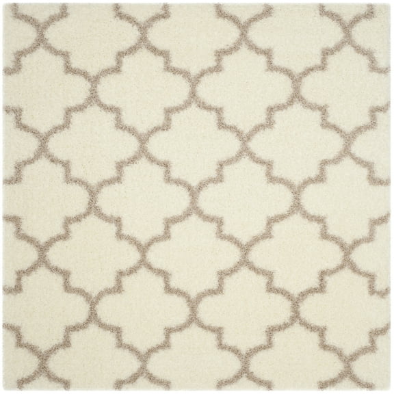 SAFAVIEH Montreal Lennart Geometric Quatrefoils Shag Area Rug, Ivory/Beige, 6'7" Square