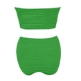 thumbnail image 4 of Women's Strapless Bandeau Bikini Set, High Waist Ruched Textured Two Piece Swimwear for Beach & Pool, 4 of 5