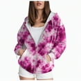 thumbnail image 2 of Towmus Women's Tie-Dye Zip-Up Hoodie Cute Drawstring Gradient Hoodies Long Sleeve, With Pocket XS-6XL, 2 of 7