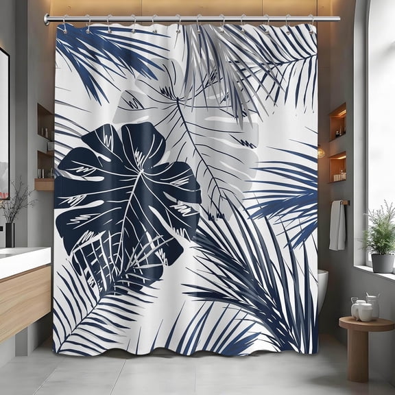 Tropical Shower Curtain Colorful Palm Shower Curtains for Bathroom Decor, Waterproof Fabric Set with Hooks, 60x72 Inches