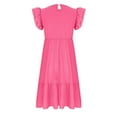 thumbnail image 6 of Spazoro Toddler Girls A-Line Dress, Round Neck Casual Flutter Sleeve Solid Color Princess Dresses for Child Girls Hot Pink Size 9 T, 6 of 8
