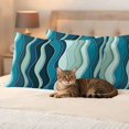 thumbnail image 3 of Teal Ombre Outdoor Waterproof Pillow Covers, Abstract Art Moire Ocean Waves Decorative Rectangle Throw Pillowcase Sofa Cushion Sham for Patio/Couch/Chair, 20"x12" 2 Pack, 3 of 8