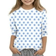 thumbnail image 1 of MeetoTime Mode Enfants Couleur Unie Imprimé Manches 3/4 Col Rond Hauts T-shirt pour Garçons Filles, 1 of 4