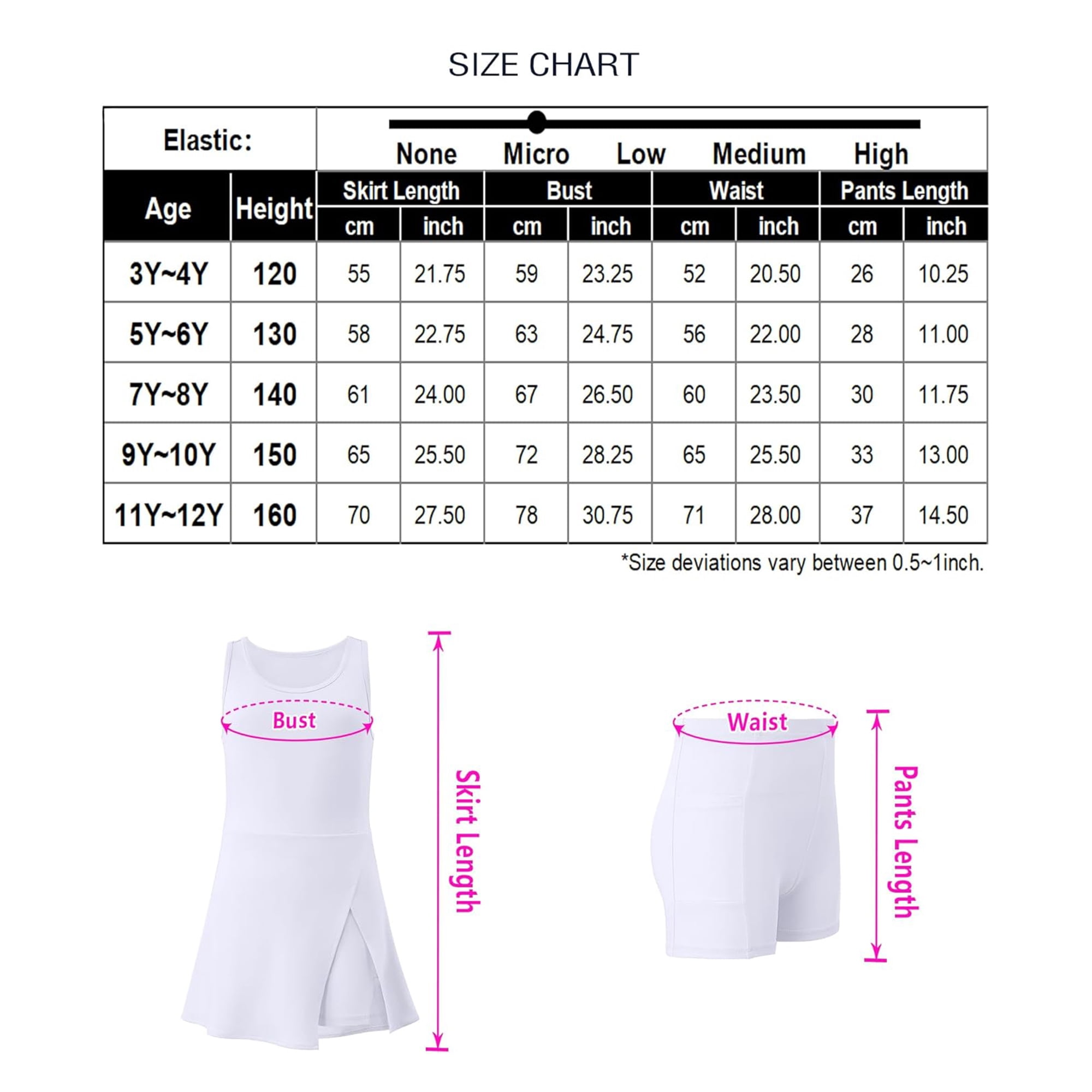 Big Girls Golf Tennis Sports Sleeveless Athletic Active Dress with Safety Inner Pockets Shorts
