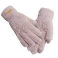 thumbnail image 3 of dianhelloya Women Winter Gloves Cozy Solid Color Full Finger Plush Elastic Keep Warm Furry Thicken Lady Gloves Winter Daily Gloves 1 Pair Khaki, 3 of 8