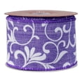 thumbnail image 3 of Northlight Textured Floral Vine Wired Craft Ribbon - 2.5" x 10 Yards - Purple and White, 3 of 9