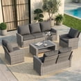 thumbnail image 5 of UDPATIO 5-piece Wicker Patio Furniture Set, Multiple Combination Conversation Set, Gray PE Rattan Patio Sofa Set for Balcony, Backyard, Gray, 5 of 8