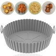 thumbnail image 1 of Bandeja para hornear de silicona para freidora de aire, bandeja para hornear de silicona reutilizable, resistente al agua, revestimiento para cuenco de cesta de calidad alimentaria (grosor 1, 1 of 5