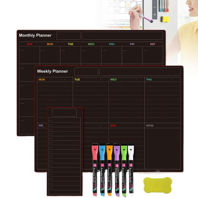 Calendrier Magnétique pour Réfrigérateur, Calendrier Effaçable à Sec, Calendrier Tableau Blanc Effaçable à Sec, pour Horaires, Listes de Courses, Listes d'Épicerie, Menus, Listes de Repas, Listes de Tâches, Rappels d'Information Importante