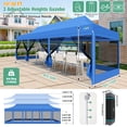 thumbnail image 6 of HOTEEL 10x30 Heavy Duty Canopy Tent, Pop up Canopies with Netting Screened ,Waterproof Ez up Canopy with Sidewalls, Outdoor Instant Party Tent for Backyard,Blue, 6 of 7
