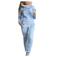 thumbnail image 2 of Baqcunre Women's Two-Piece Fleece Fashion Casual Sports Hoodie and Sweatpant Set,Color Blue,Size S-3XL, 2 of 4
