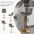 thumbnail image 5 of Swivel Kitchen High Bar Chairs with Golden Base Velvet Bar Stool Chair Height Adjustable Counter Chair with Back Swivel Barstool with Footrest for Kitchen Dining Room (Set of 4), 5 of 9