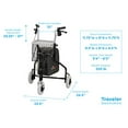 thumbnail image 2 of NOVA Traveler 3 Wheel Rollator Walker, All Terrain 8 Wheels, Includes Bag, Basket and Tray, Black, 2 of 3