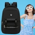 thumbnail image 4 of Mochila para estudiantes Mochila escolar impermeable Nylon para niñas adolescentes (Negro), 4 of 5