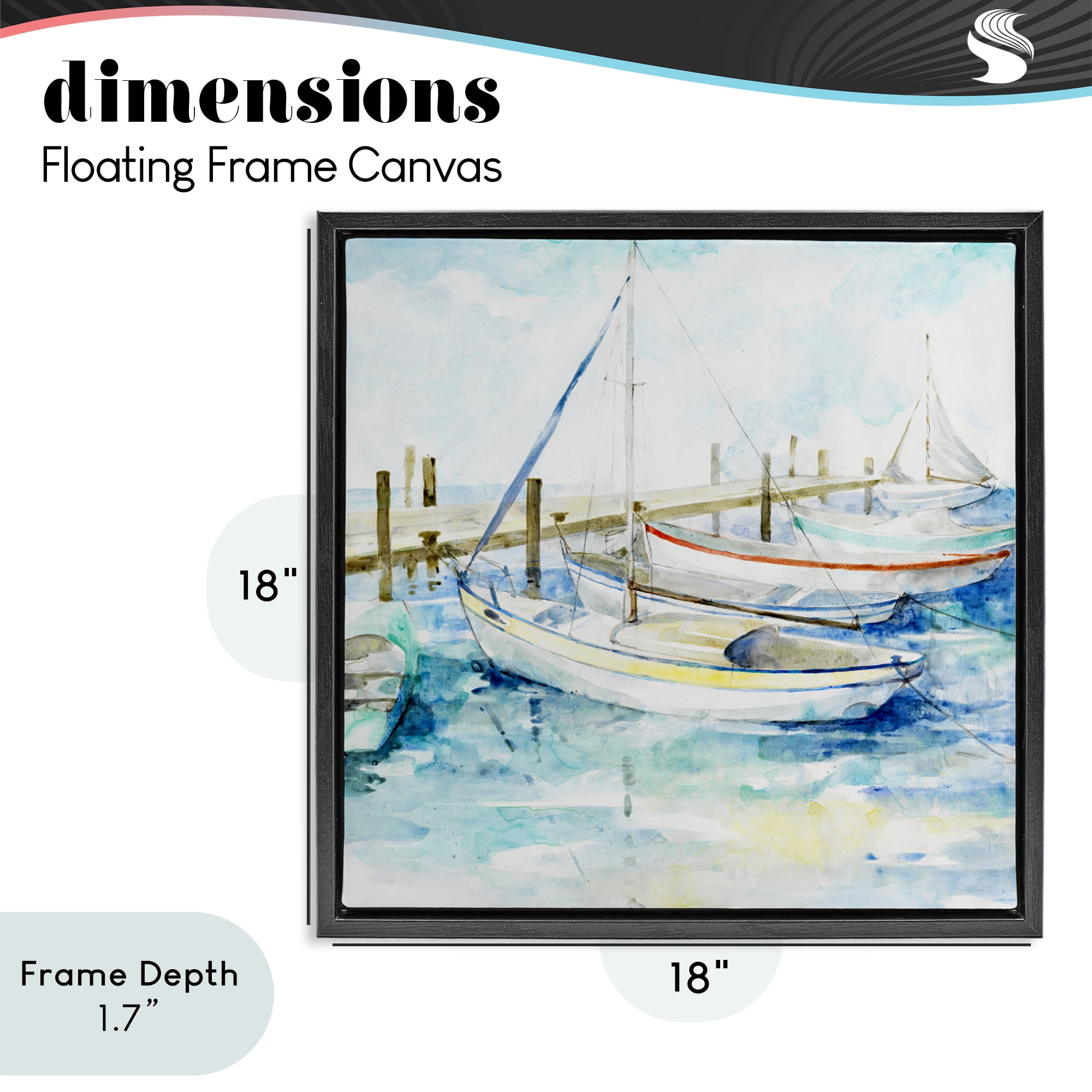 Stupell Industries Docked Sails on Stormy Seas Black Framed Floater Canvas Wall Art, design by Lorenzo Collective