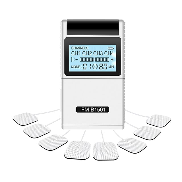 Estimulador muscular MABOTO Estimulador muscular 15 modos 4 salidas 8 almohadillas plata