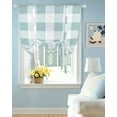 thumbnail image 2 of Aqua Plaid Tie Up Curtains for Window, Thermal Insulated Balloon Shade Adjustable Rod Pocket Curtains Valance Panels for Kitchen Bathroom Cafe 52 x 45 Spring Summer Farmhouse Buffalo Checkered, 2 of 6