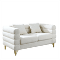 thumbnail image 4 of Modern Ivory Fabric Loveseat Sofa, 60" Wide 2-Seater Sectional with Deep Seat & Throw Pillows, Boucle Teddy Textured Couch for Small Spaces, 4 of 10