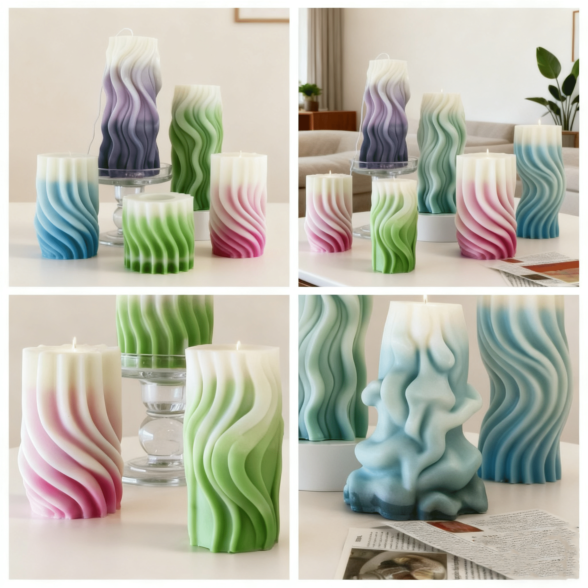 JDH 2PCS Streamlined Spiral Wave Silicone Molds 3D Candle Homemade Aromatherapy Casting Resin Molds for Polymer Clay Craft Soap Flower Specimen Home Decor
