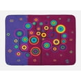 thumbnail image 1 of Trippy Bath Mat, Funny Geometric Circle and Square Shaped Tree Branches Vibrant Retro Art Image, Non-Slip Plush Mat Bathroom Kitchen Laundry Room Decor, 29.5 X 17.5 Inches, Purple Maroon, Ambesonne, 1 of 2