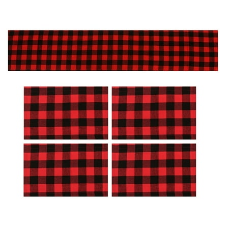 

Christmas Placemats Red Black Placemats Reversible Heat-Resistant Place Mat for Xmas