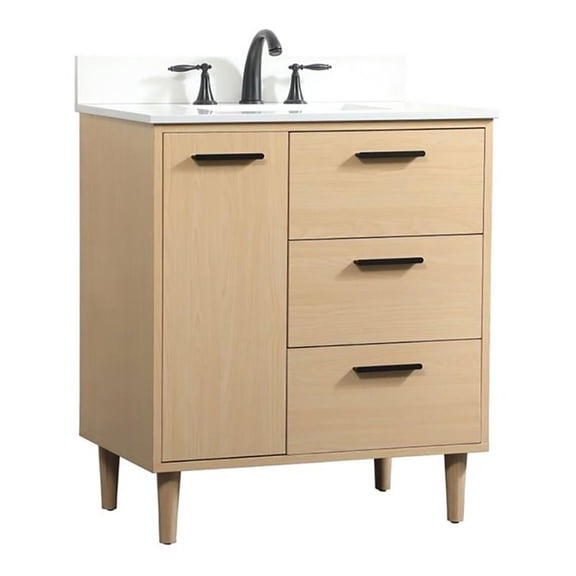 30 inch bathroom vanity in Maple with backsplash