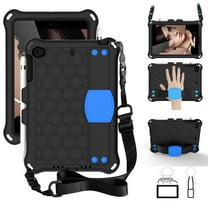 Dteck Kids Case For iPad mini 1 2 3 4 5 7.9 inch, Light Weight Shockproof Handle Kickstand Protective Cover With Shoulder Strap, Black/Blue