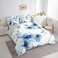 thumbnail image 3 of jejeloiu Rustic Flower 7 Pieces Bedding Comforter Set,Country Floral Full Bedding Set,Blue Splatter Ink Fitted Sheet Flat Sheet For Girls,Microfiber Bedroom Decor Reversible, 3 of 8