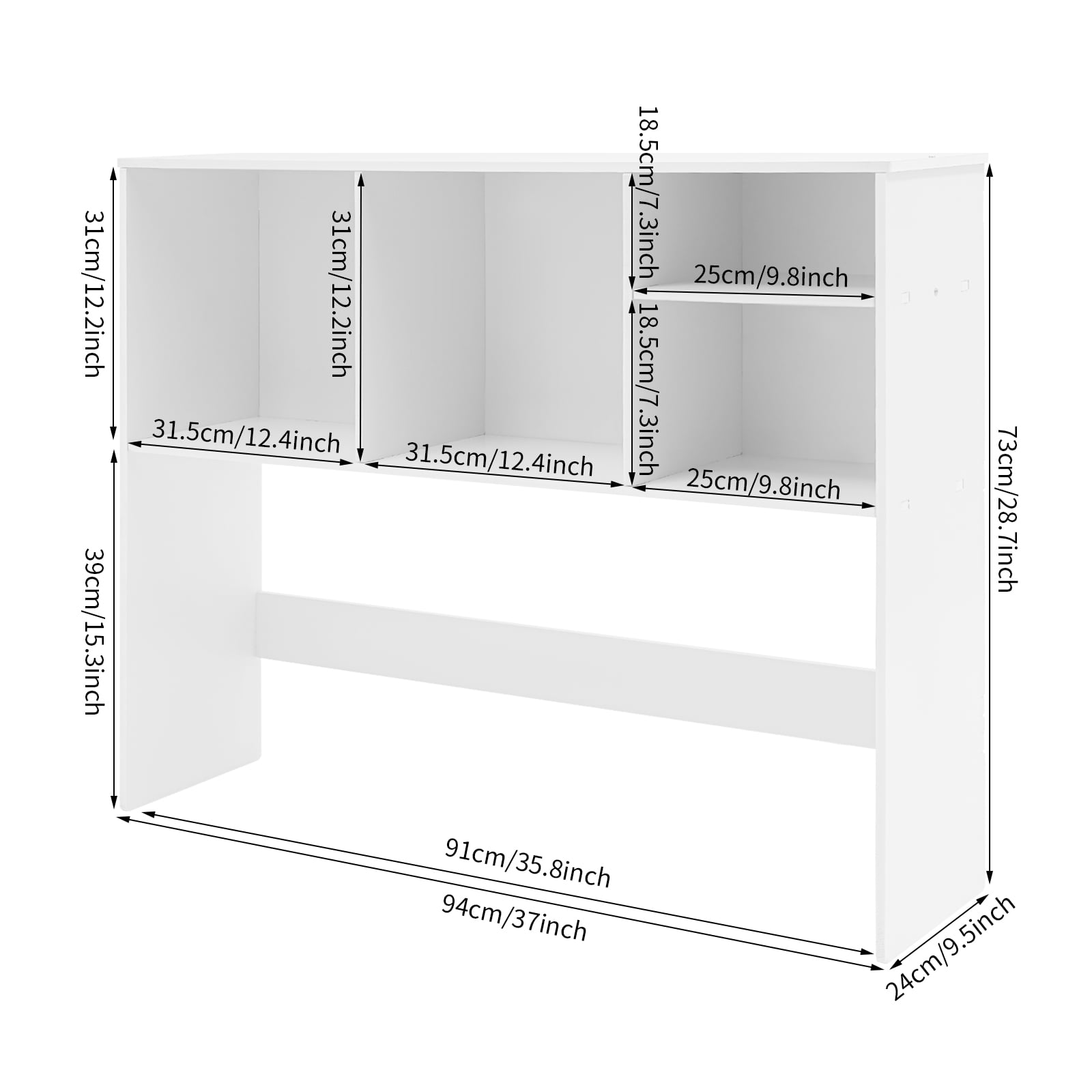 Office Desk Bookshelf Holder, Table Standing Desk Book Organizer White 37*9.5*28.7in