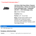thumbnail image 2 of Left Driver Side Power Mirror, Textured, with Heated Glass, without Lane Change Assist and Signal Lamp - Compatible with 2011 - 2018 Volkswagen Jetta 2012 2013 2014 2015 2016 2017, 2 of 2