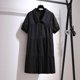 thumbnail image 1 of Vestido holgado de algodón de manga corta para mujer, 150Kg, talla grande, busto 152cm, 5XL, 6XL, 7XL, 8XL, 9XL, botón de solapa, color negro, 1 of 7