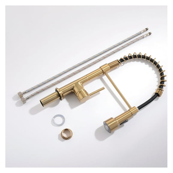 LED Kitchen Faucet with Pull Down Sprayer, Single Handle - 360 Rotation Stainless Steel Sink Faucet for Home, Kitchen, Laundry Room, Restaurant Use