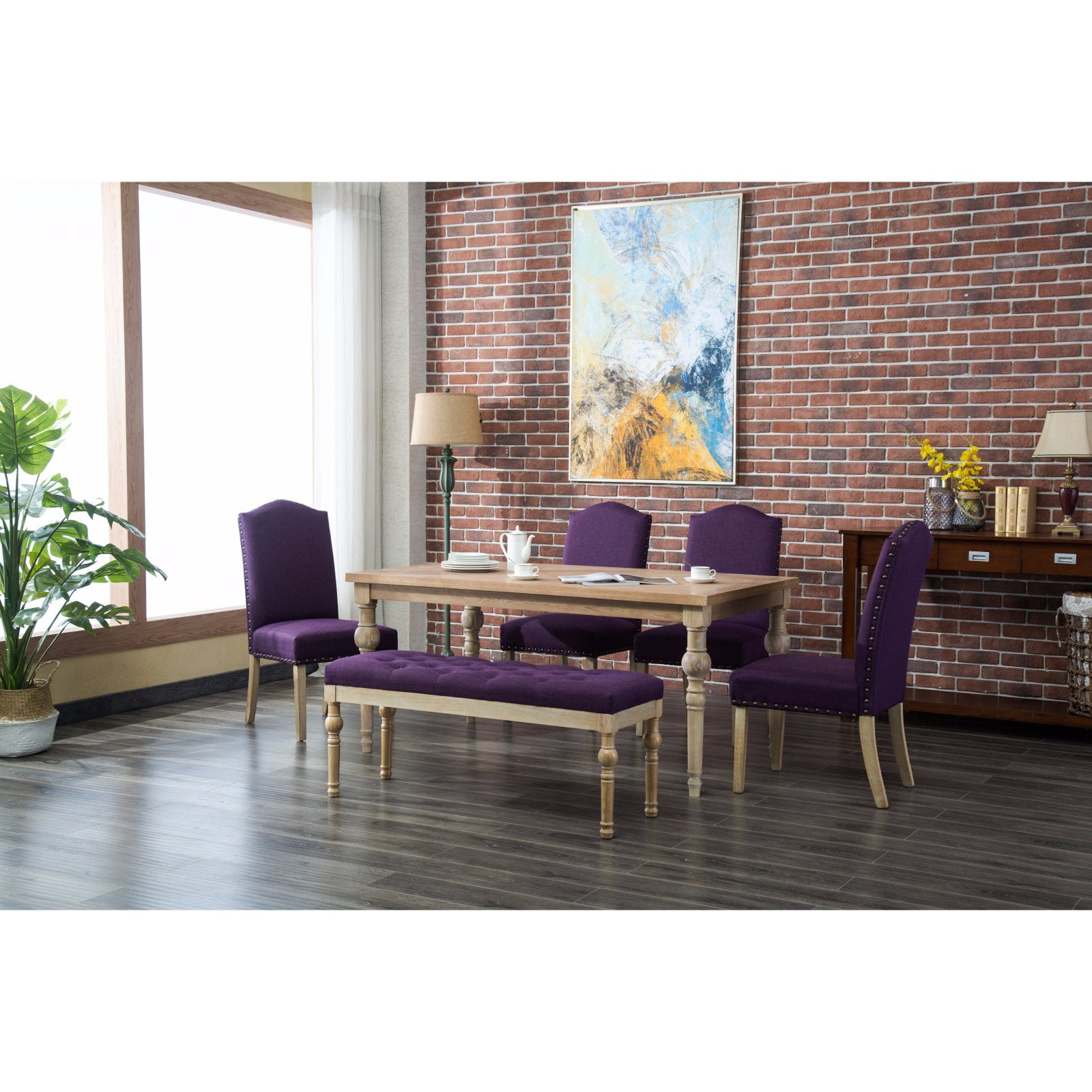 Roundhill Furniture Mod Urban Style 6 Piece Dining Table Set