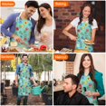 thumbnail image 4 of Pioneer Flower Floral Print Pattern Apron for Women and Men, Cotton Linen Waterproof with Pockets, Adjustable, 33x27 Inch for Kitchen, Gardening, BBQ, Salon, 4 of 6