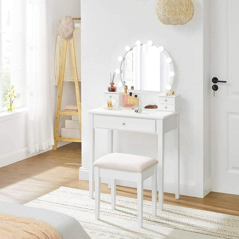 VASAGLE Vanity Set Dressing Table with Mirror 10 Light Bulbs