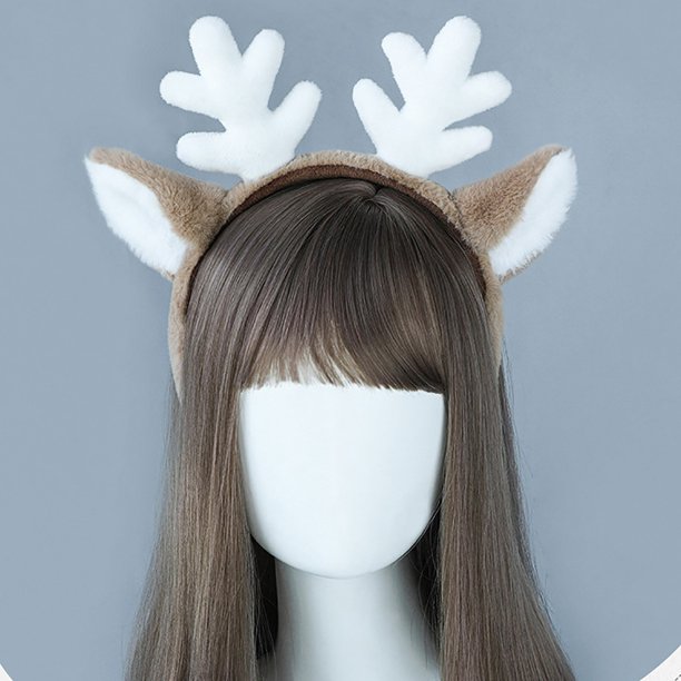 Diadema con orejas de animales de simulación, diadema de peluche, accesorios para el cabello, disfraz navideño, diadema con orejas de ciervo y copo de nieve. Disponible. Accesorios de cosplay.