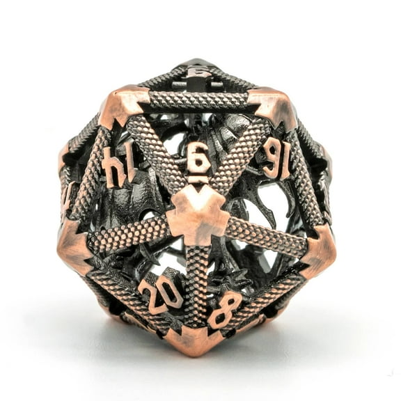 Cusdie Single D20 Hollow Metal Flying Dragon D&D Dice, 20 Sided DND Dice, 22MM Polyhedral Dice, for Role Playing Game MTG Pathfinde