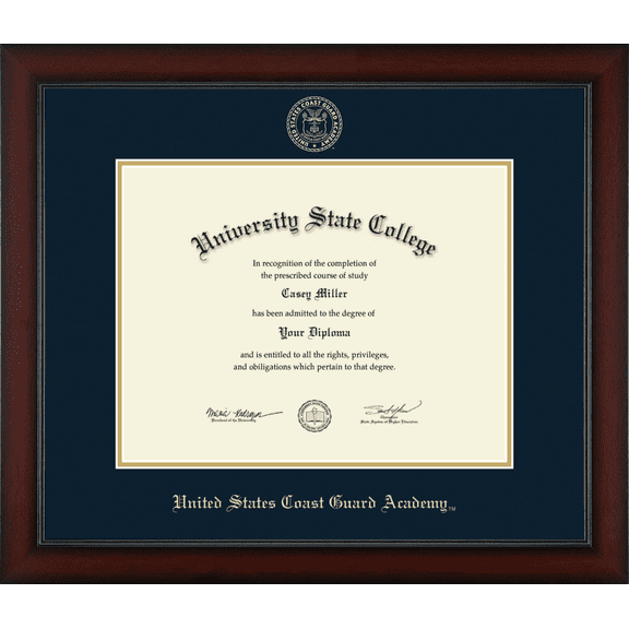 United States Coast Guard Academy Diploma Frame, Document Size 20" x 15.5"