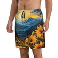 thumbnail image 2 of KLL Elegant Sunset Sunflower Men's Casual Summer Beach Shorts Hawaiian Shorts with Pockets-Small, 2 of 5