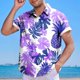 thumbnail image 2 of Mens Manga Corta Botón Abajo Camisas Casual Suelto Impreso Cardigan Girar Cuello Blusa, Transpirable para el Entrenamiento, 2 of 6