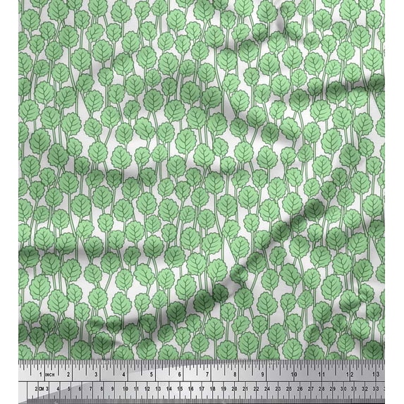 Soimoi Cotton Cambric Fabric Artistic Leaves Decor Fabric Printed Yard 56 Inch Wide