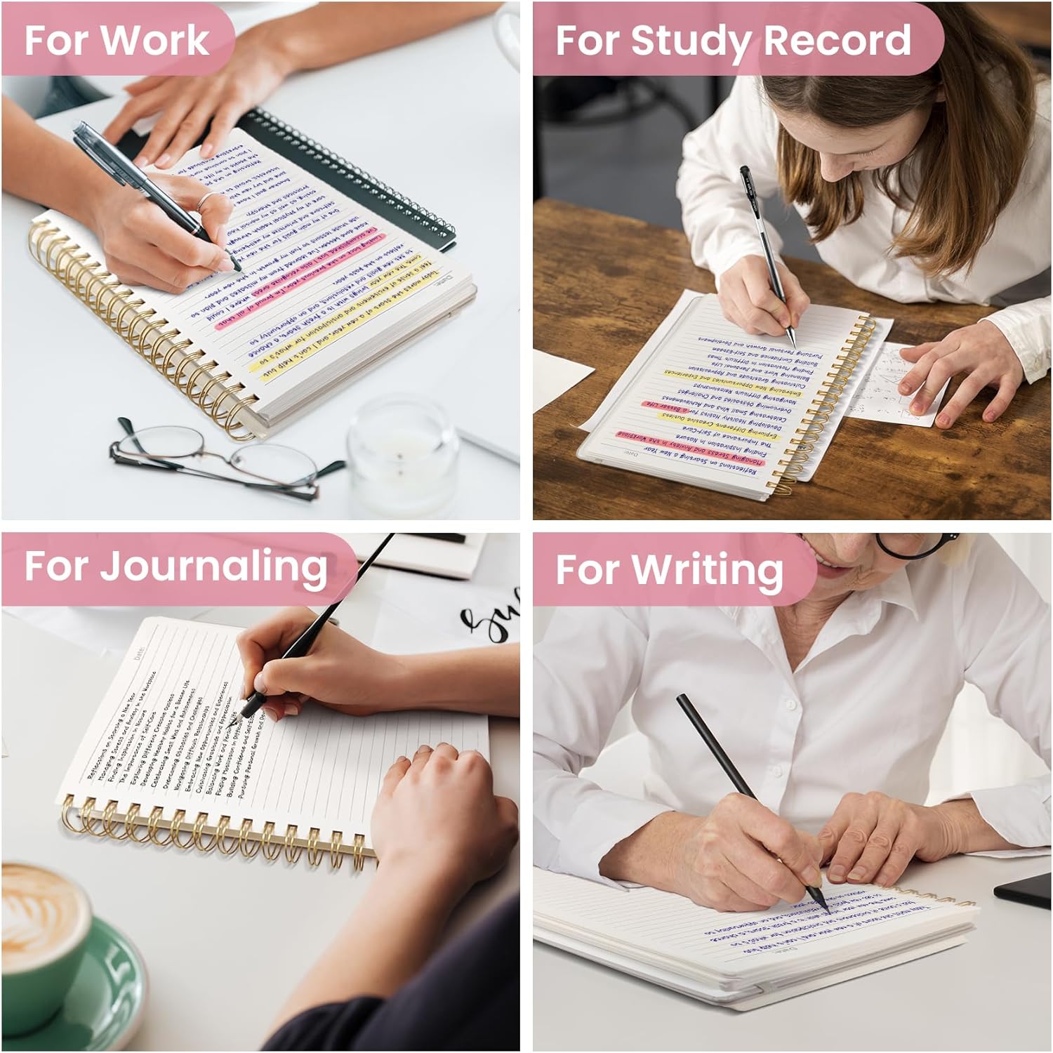 Ahot  Notebook Journal for Work, 300 Pages Thick B5 (7.1"x10") College Ruled Journal for Women & Writing, Hardcover Notebook for Note Taking, Perfect for Office Home School Supplies, Floral