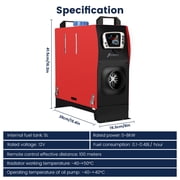Hcalory Diesel Air Heater, 12V 5KW-8KW All in One Single Hole Adjustable Parking Heater with Gold LCD Switch & Muffler & Remote Control for Car Trucks Boat Bus RV Trailer and Motorhomes