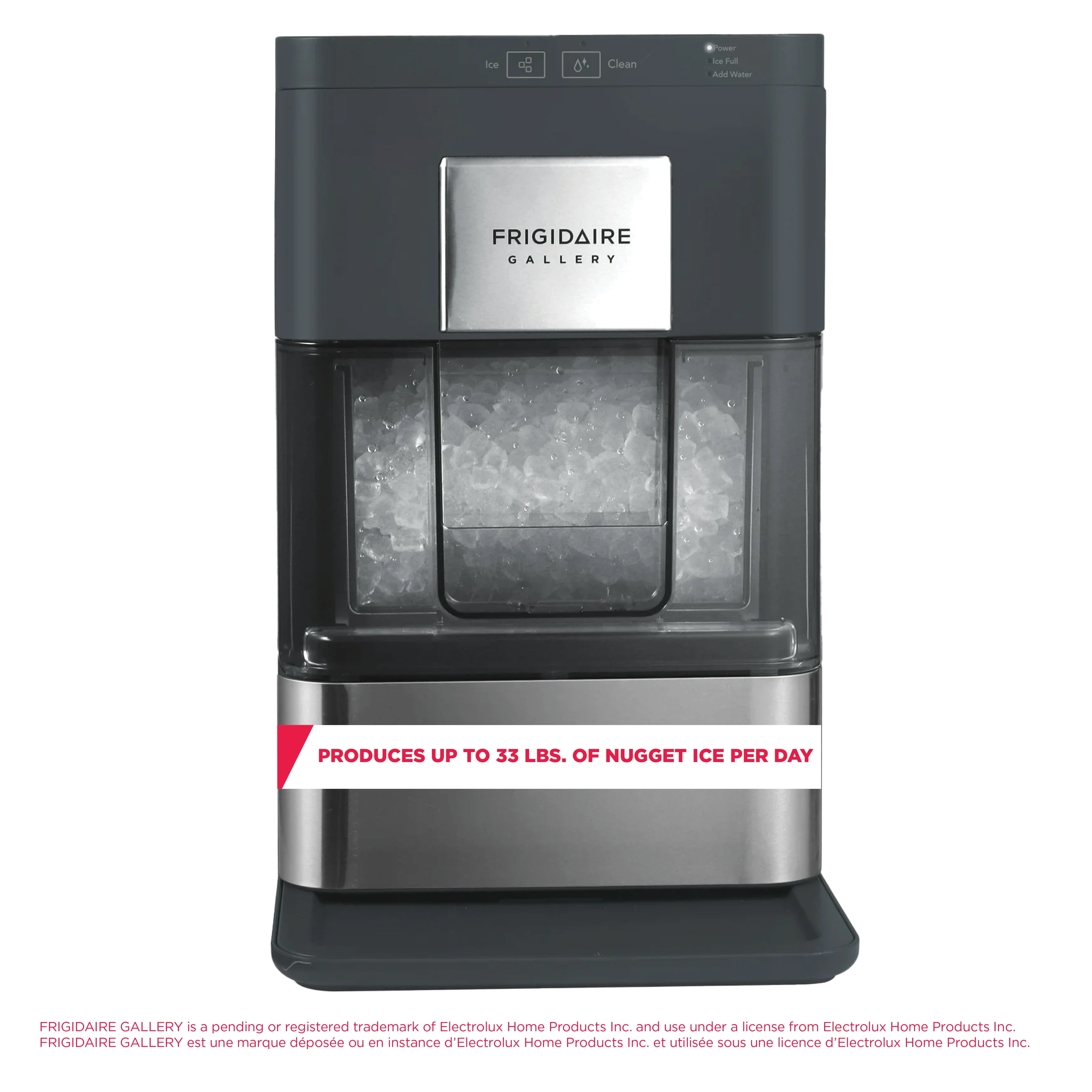 Frigidaire Gallery 33 lbs. Touchscreen Nugget Ice Maker, Stainless Steel Accent, Black, EFIC220