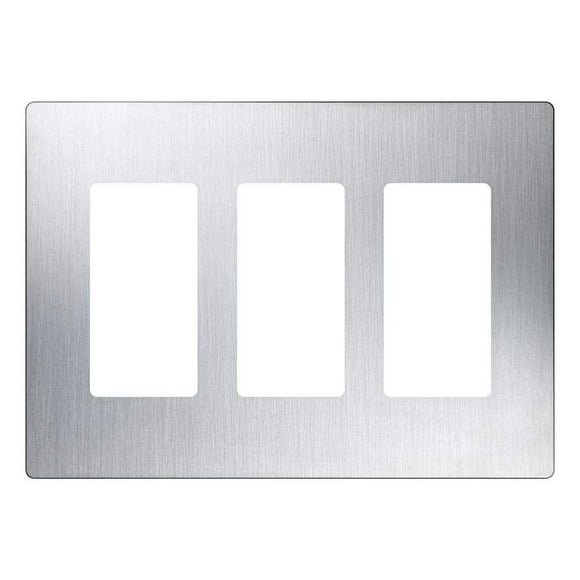 Lutron CW-3-SS 3-Gang ClaroWall Plate, Stainless Steel 1 Pack
