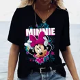 thumbnail image 4 of Camisetas estéticas con cuello en V para mujer, camisetas con estampado gráfico de Mickey Mouse de Disney, camisetas de manga corta Harajuku Y2k, ropa femenina, 4 of 5