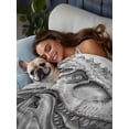 thumbnail image 3 of Dinosaurs Boy Queen Size Flat Sheet, Wrinkleproof & Fadeproof Cooling Flat Bed Sheet Only, Gray Funny Cartoon Forest Animals Breathable Soft Bedding Top Sheets 90 x 102 Inches, 3 of 8