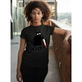 thumbnail image 3 of Black Cat Creepy Crazy Eyes Halloween Shirt Women's T-shirt, M, Black, 3 of 6